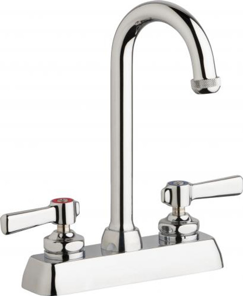 Chicago Faucets W4D-GN1AE1-369ABCP Deck-Mounted Manual Faucet with 4" Centers