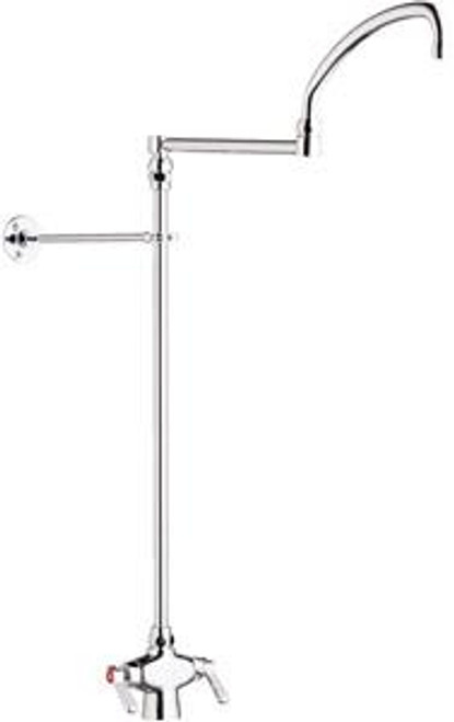 Chicago Faucets 511-ABCP 8.19" W Polished Chrome Double Joint Single Hole Deck Mounted Pot and Kettle Filler