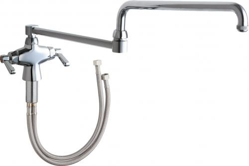 Chicago Faucets 50-DJ26ABCP 5.88" W Polished Chrome Double Joint Single Hole Deck Mounted Manual Faucet