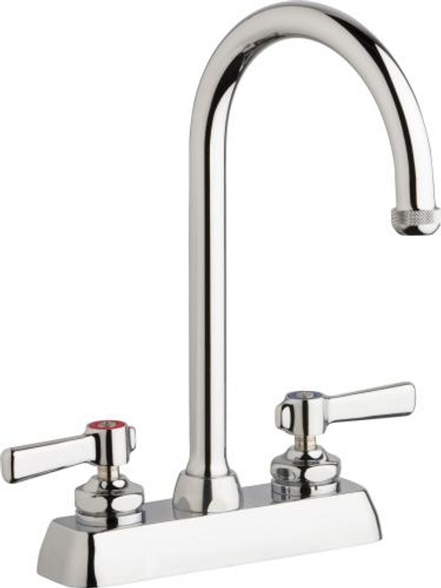 Chicago Faucets W4D-GN2AE1-369ABCP Deck-Mounted Manual Faucet with 4" Centers