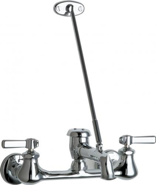 Chicago Faucets 540-LD897SWXFXKCP 6.31" W Polished Chrome Vacuum Breaker Wall Mounted Manual Faucet with 8" Centers