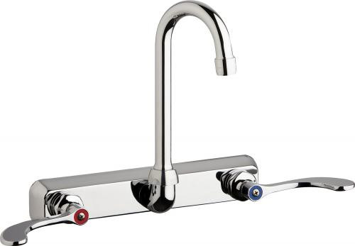 Chicago Faucets W8W-GN1AE35-317AB Wall-Mounted Manual Faucet with 8" Centers