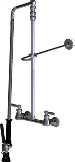 Chicago Faucets 610-GCLVBABCP 8.19" W Polished Chrome Swing Pre-Rinse Fitting with 8" Adjustable Centers