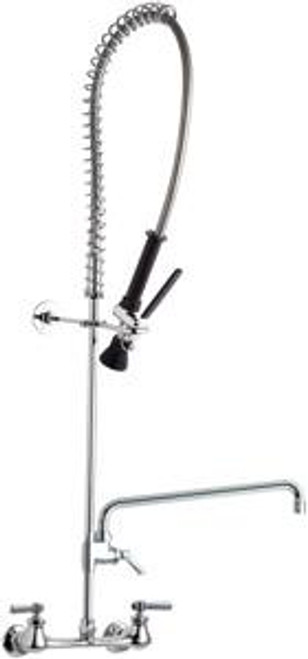 Chicago Faucets 510-GVB613L15XKCAB 8.19" W Polished Chrome Swing Pre-Rinse Fitting with 8" Adjustable Centers