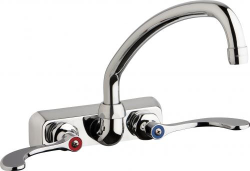 Chicago Faucets W4W-L9E35-317ABCP Wall-Mounted Manual Faucet with 4" Centers