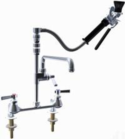 Chicago Faucets 509-SSVBL12XKCAB 8" W Polished Chrome Pre-rinse fitting with 8" fixed centers