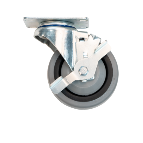 New Age C539 4" Dia Thermoplastic Rubber (TPR) Wheel Tread Swivel Plate Caster With Brakes