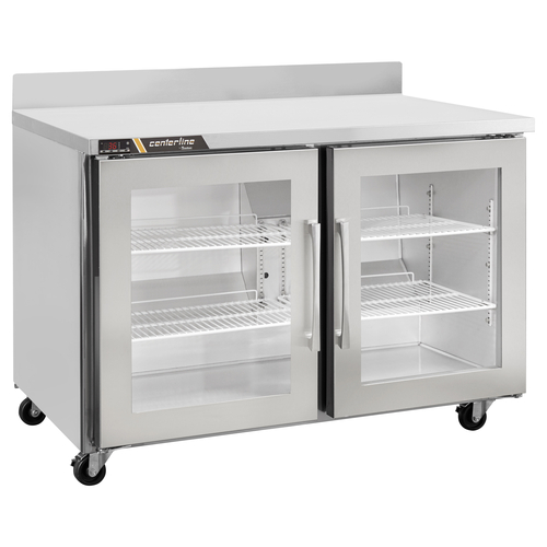 Traulsen CLUC-48R-GD-WTRR 48.25" W Stainless Steel Centerline Compact Undercounter Refrigerator with Work Top - 115 Volts
