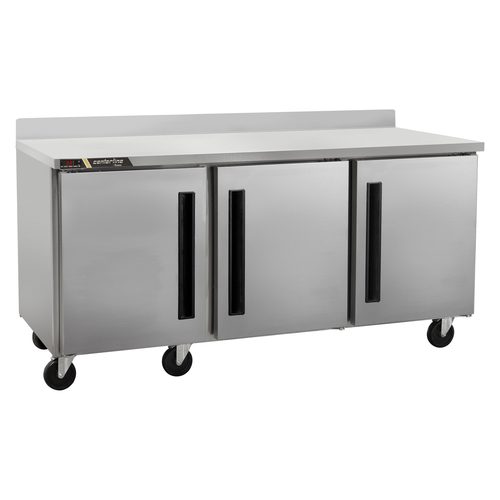 Traulsen CLUC-72R-SD-WTRRR 72.25" W Stainless Steel Centerline Compact Undercounter Refrigerator with Work Top - 115 Volts