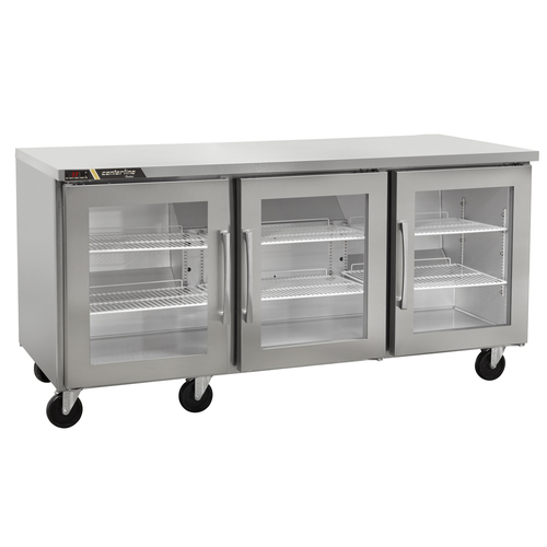 Traulsen CLUC-72R-GD-RRR 72.25" W Stainless Steel Reach-In Centerline Compact Undercounter Refrigerator - 115 Volts