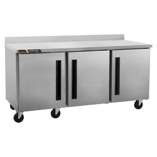 Traulsen CLUC-72F-SD-WTLRR 72.25" W Stainless Steel Centerline Compact Undercounter Freezer with Work Top - 115 Volts