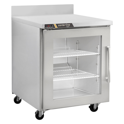 Traulsen CLUC-27R-GD-WTR 27.5" W Stainless Steel Centerline Compact Undercounter Refrigerator with Work Top - 115 Volts