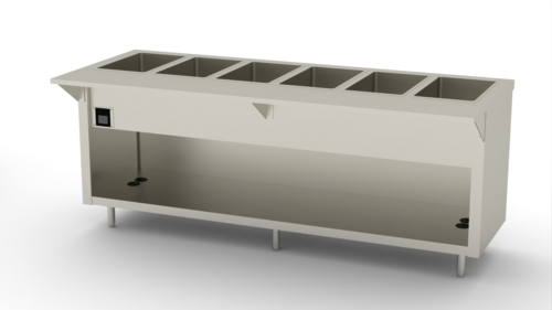 Duke EW-6-CBSS 88" W Stainless Steel 6 Pan Stationary Open Storage Base Thurmaduke Ganged Waterless Well Unit