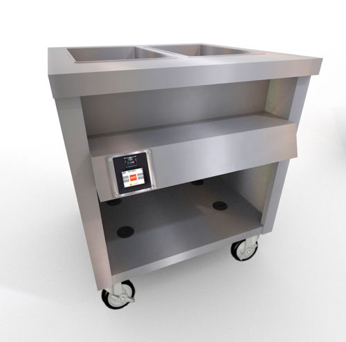 Duke TWHF-32PG 32" W Stainless Steel 2 Pan Mobile Open Storage Base Thurmaduke Ganged Waterless Well