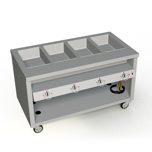 Duke TEHF-60PG 60" W Stainless Steel 4 Pan Mobile Open Storage Base Thurmaduke Hot Food Unit