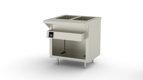 Duke EW-2-DLSS 32" W Stainless Steel 2 Pan Stationary Open Storage Base Thurmaduke Deluxe Ganged Waterless Well Unit