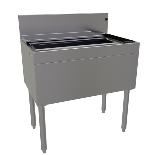 Glastender CBA-30R3-CP10 67 Lbs. Stainless Steel Underbar Ice Bin or Cocktail Unit with Bottle Well Storage