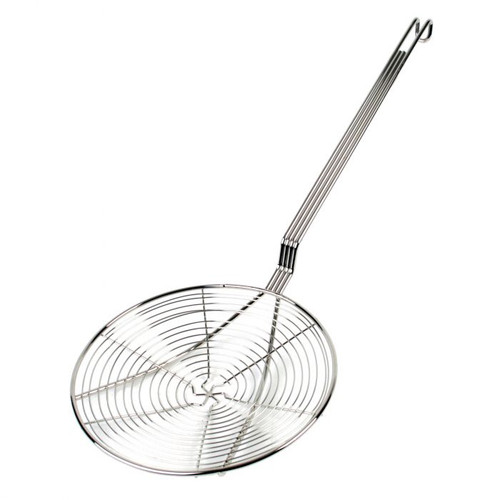 Thunder Group SLSKS009 9" Dia. x 22" L Nickel Plated Spiral Wire Round Skimmer