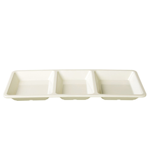Thunder Group PS5103V Beige Melamine Rectangle Compartment Plate
