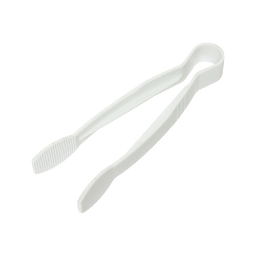 Thunder Group PLFTG009WH 9" White Polycarbonate Flat Grip Serving Tongs