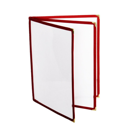 Thunder Group PLMENU-L3MA Maroon Plastic Laminate 3-Page Menu Cover