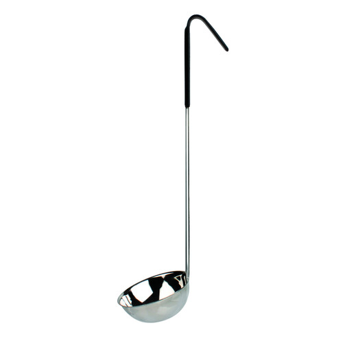Thunder Group SLOL206 6 Oz. Black One Piece Stainless Steel Serving Ladle