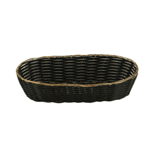 Thunder Group PLBB850G 8.25" W x 4.25" D x 2" H Black with Gold Rim Plastic Oblong Basket