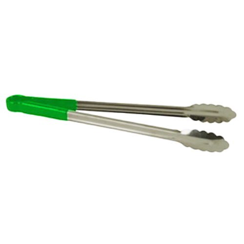 Thunder Group SLTG810G 10" L Green Stainless Steel One-Piece Utility Tongs