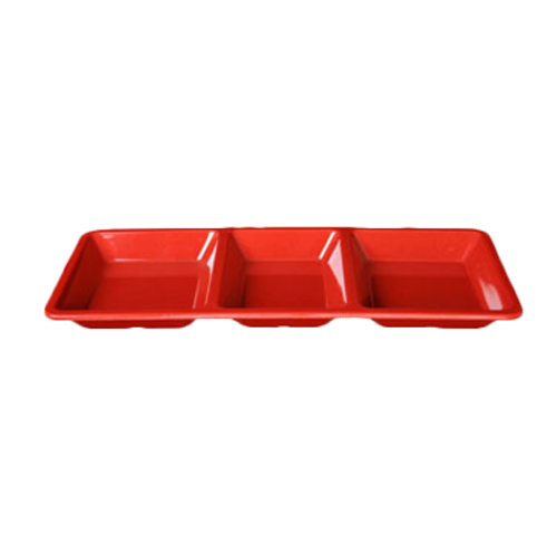 Thunder Group PS5103RD Red Melamine Rectangle Compartment Plate