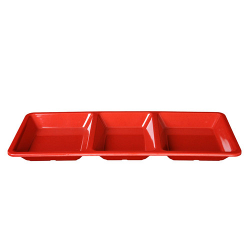 Thunder Group PS5103RD Red Melamine Rectangle Compartment Plate