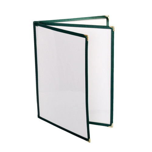 Thunder Group PLMENU-L3GR Green Plastic Laminate 3-Page Book Fold Menu Cover
