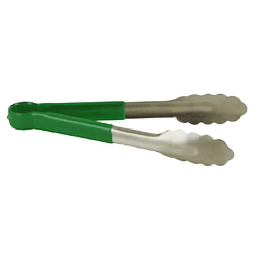 Thunder Group SLTG812G 12" L Green Stainless Steel One-Piece Utility Tongs