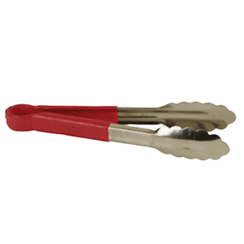 Thunder Group SLTG812R 12" L Red Stainless Steel One-Piece Utility Tongs
