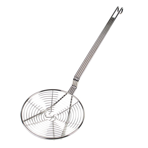 Thunder Group SLSKS007 7" Dia. x 20" L Nickel Plated Spiral Wire Mesh Round Skimmer