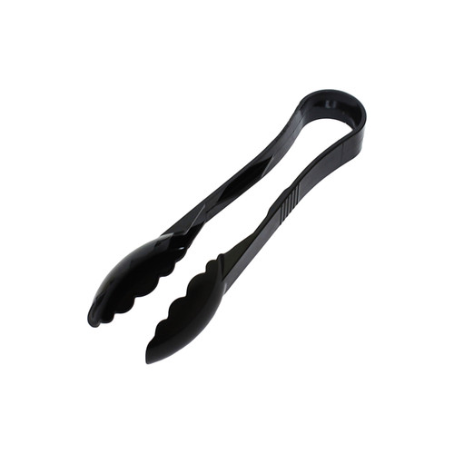Thunder Group PLSGTG009BK 9" Black Polycarbonate Scallop Serving Tongs
