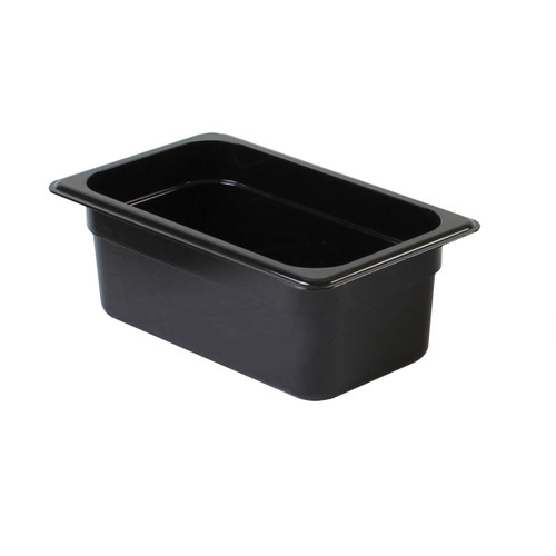Thunder Group PLPA8144BK 1/4 Size Black Polycarbonate Food Pan