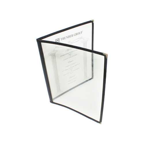 Thunder Group PLMENU-2BL 8.5" W x 11" D Black Plastic Laminated Double-Fold Menu Cover