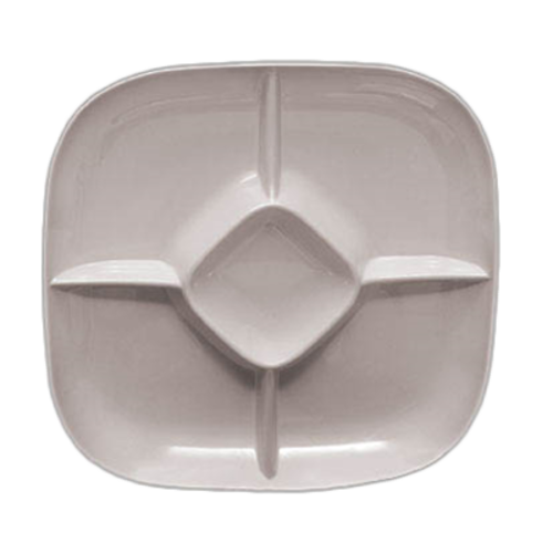 Thunder Group PS1515W White Melamine Square 5-Compartments Chip & Dip Platter