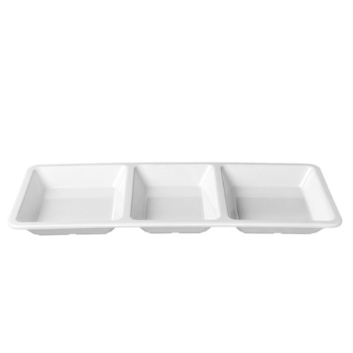 Thunder Group PS5103W White Melamine Rectangle Compartment Plate
