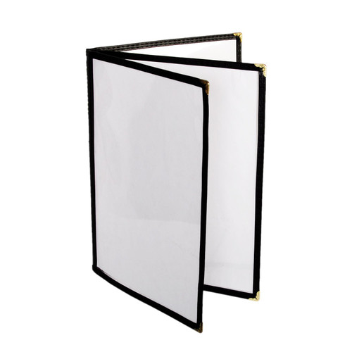 Thunder Group PLMENU-L3BL Black Plastic Laminate 3-Page Book Fold Menu Cover