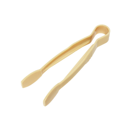 Thunder Group PLFTG012BG 12" Beige Polycarbonate Flat Grip Serving Tongs