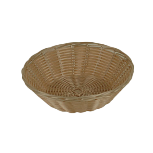 Thunder Group PLBB825 8" W x 8" D x 2.25" H Natural Tan Plastic Round Basket