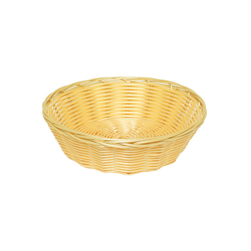 Thunder Group PLBB825 8" W x 8" D x 2.25" H Natural Tan Plastic Round Basket