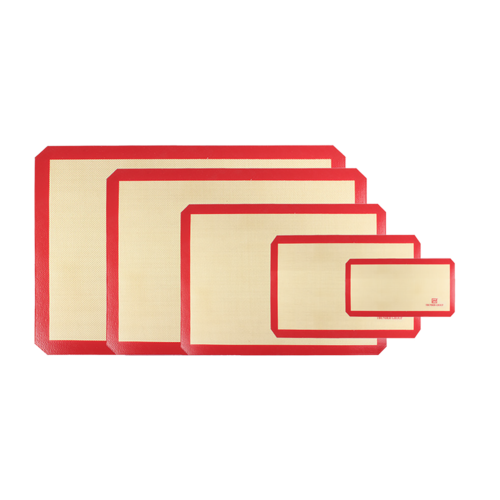 Thunder Group PLBM1216S Ivory with Red Trim Rectangular High Heat Silicone Baking Mat