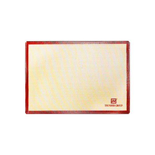 Thunder Group PLBM1216S Ivory with Red Trim Rectangular High Heat Silicone Baking Mat