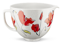 KitchenAid KSM2CB5PPY 5 Qt. Poppy Ceramic Pattern Stand Mixer Bowl