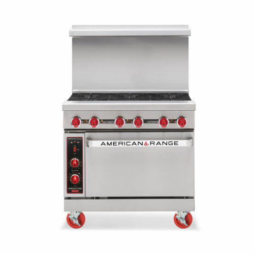 American Range AR-24G-2B-C-LP 36" W Stainless Steel Convection Oven Base Liquid Propane Restaurant Range - 134,000 BTU