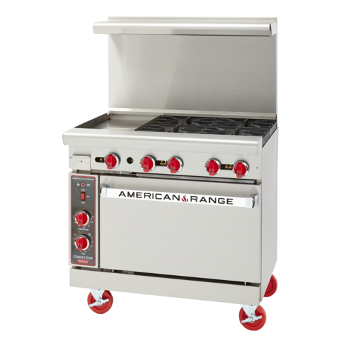 American Range ARGF-12G-4B-C-NG 36" W 4 Open Burners Natural Gas Green Flame Range - 150,000 BTU