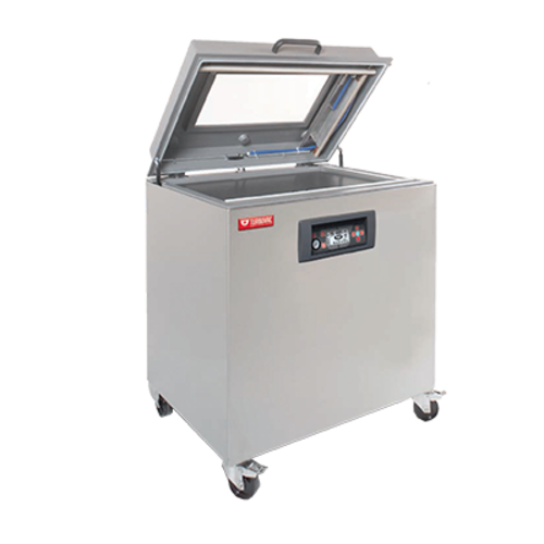 Omcan USA 50003 19.5" Seal Length Stainless Steel Single ChamberTurbovac Mobile Vacuum Packaging Machine - 220 Volts 3300 Watts