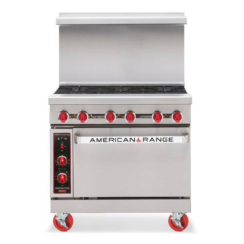 American Range AR-12G-4B-SB-LP 36" W Stainless Steel Cabinet Base Liquid Propane Restaurant Range - 178,000 BTU